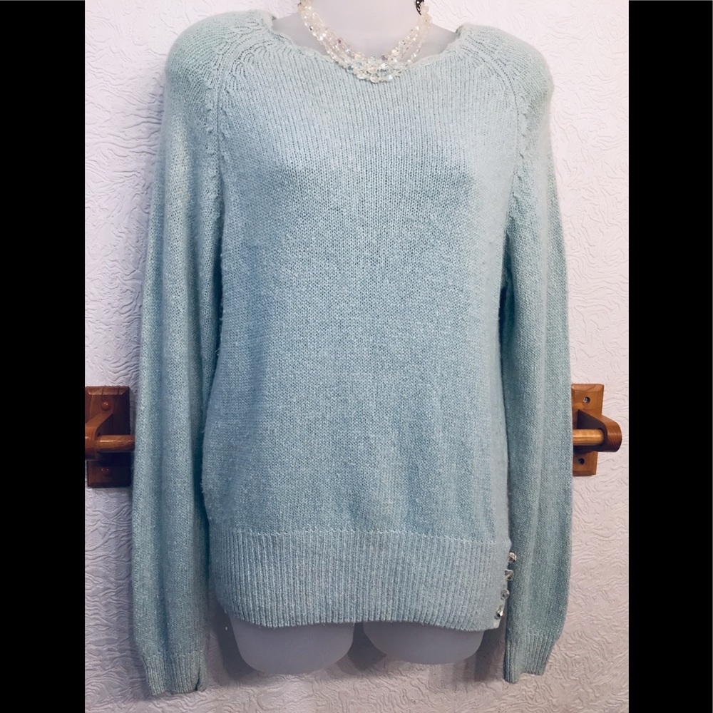 Vintage Baby Blue Silk/Angora with Crystal Sweater